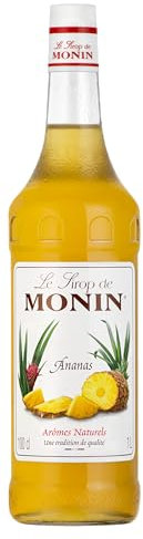 Monin Sirup Ananas (1 x 1,0l) - für erfrischende Tropical Cocktails und Desserts - Ananas Flavour für Barkeeper und Heimgebrauch - Vegan - ohne künstliche Aromen