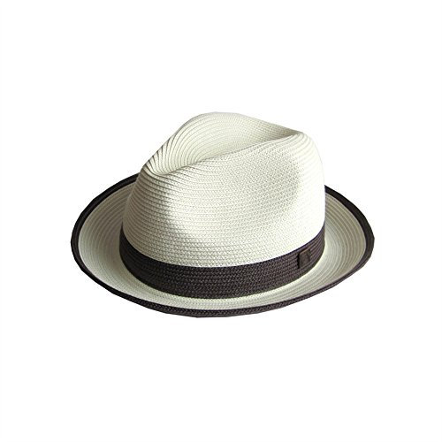 DASMARCA-Collection été- déformable et Compressible Chapeau de Paille Style Fedora-Florence Blanc-L