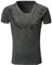Key Largo Herren vintage Look T-Shirt Independent Kreuz Nieten Print v-neck tiefer V-Ausschnitt Slimfit, Grösse:S;Farbe:Dunkelgrau