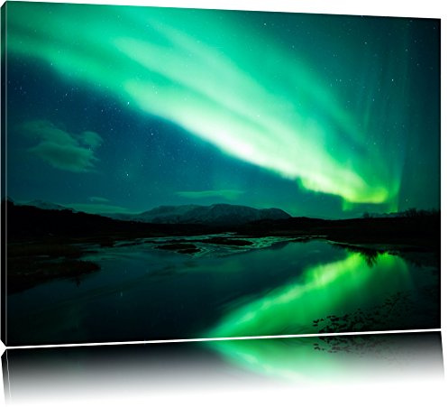 Pixxprint Polarlichter in Skandinavien, Größe: 100x70cm, Leinwandbild, fertig gespannt, Wandbild, Dekoration, Kunstdruck, kein Poster