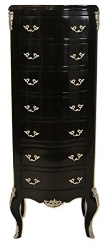 Casa Padrino Barock Kommode Schwarz mit 7 Schubladen H 120cm - Antik Stil