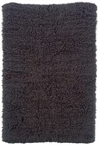 Linon New Flokati Schwarze Naturfaser-Teppiche, Wolle, grau, 3.6 x 5.6