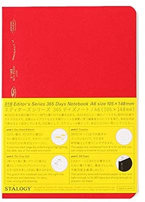 0 Stalogy 365 Tage Notizbuch, A6, Rot €“ S4112