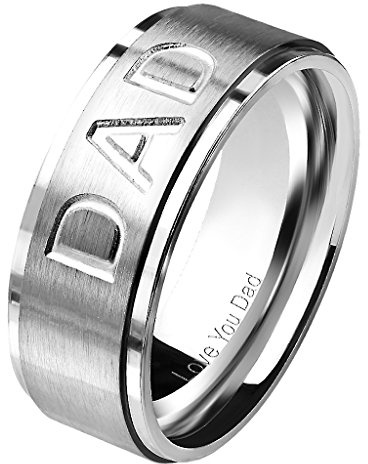 Mianova Band Ring Edelstahl mit I love you Mom oder I love you Dad Gravur