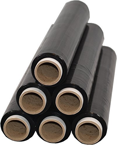 6 Rollen Beste-Folie Stretchfolie 23my 500mmx120m - 1,5 Kg verschiede Farben Palettenfolie Handfolie Wickelfolie (schwarz)