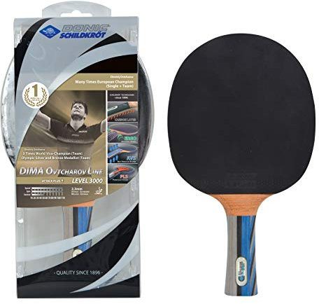 Donic-Schildkröt Tischtennisschläger Ovtcharov 3000, Premium Schläger mit Carbon-Einlagen, AVS, PLS & Ergo-Griff, 2,3 mm Schwamm, Liga - ITTF Belag, im Blister, 754400