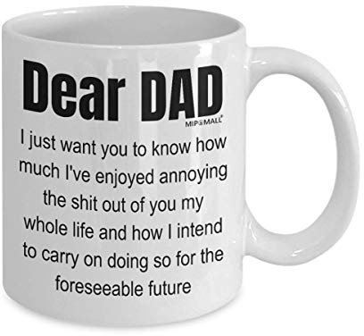 Fathers Day Mug from Daughter Son, Dear Dad, Birthday Gifts, Funny Daddy Cup, Coffee Tea, Christmas Presents - wm3293