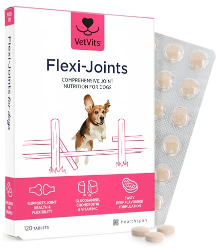 VetVits Flexi-Joints For Dogs | Supports your Dog's Joint Health | Blend of Glucosamine and Chondroitin | With Vitamins C & E | Delicious Beef Flavour (120 Tablets)