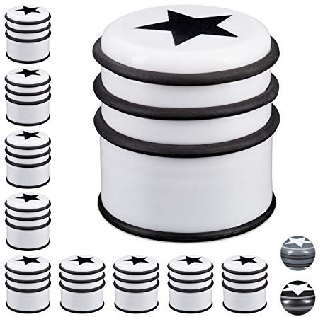 Relaxdays Butoir de Porte pour Sol, Lot de 10, arrêt de fenêtres et Portes Lourdes, étoile 8 cm de Hauteur, Blanc