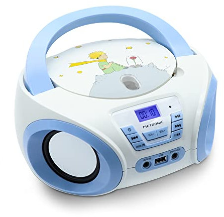 Metronic 477176 Lecteur CD avec Port USB et entrée Audio, Sortie Casque, Fonctionne sur Piles ou Secteur - Bleu