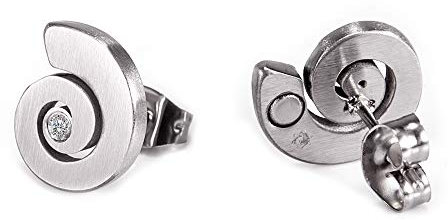 Klassische Magnet Pley Schnecke Ohrstecker oder Kette dezent mit Swarovski Kristall medizinischer Edelstahl allergiefrei Magnetschmuck 4you # 1247 (1247P)