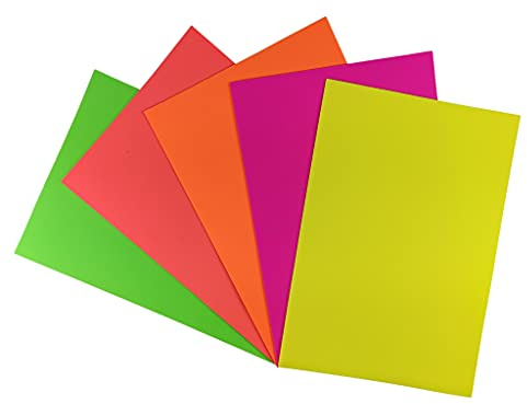 Netuno 5 Blatt Moosgummi-Platten 2 mm Bunt A4 Fluo farbig bunt Schaumstoff Platten Bastelschaum Moos-Gummi Set Basteln Craft Foam