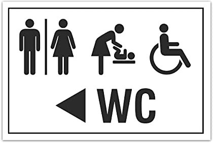 Aluverbund Schild 30x20cm Wetterfest Kratzfest Rostfrei UV beständig - WC Wickeltisch Behinderte links
