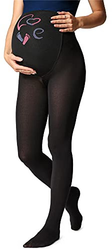 Be Mammy Collant Lingerie de Maternité Femme 150 DEN BE-1122 (Noir Motif-003, L)