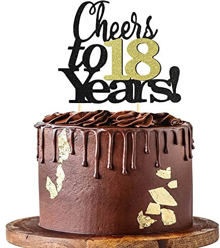 Sumerk Prost auf 18 Jahre Kuchendeckel 18. Geburtstag Tortendeko Happy 18th Birthday Cake Topper 18. Geburtstag Kuchendeckel Hochzeitstag Party Dekoration Zubehör - 1 Packung