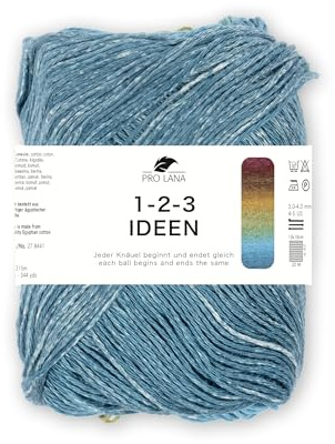 Pro Lana 1-2-3 IDEEN, weiches Sommergarn, 100% Baumwolle, 100g/310m Lauflänge, NS3,0-4,0 (braun/petrol)