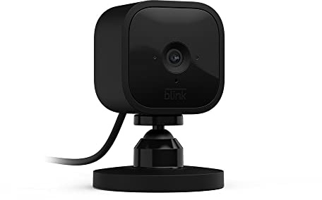 Blink Mini - Compact indoor plug-in smart security camera, 1080p HD video, night vision, motion detection, two-way audio, easy set up, Works with Alexa – 1 camera (Black)