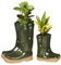 Set of 2 Flower Pot Planters - Small & Large Wellington Boot Plant Pot Gardening Gift Set (Dark Green)