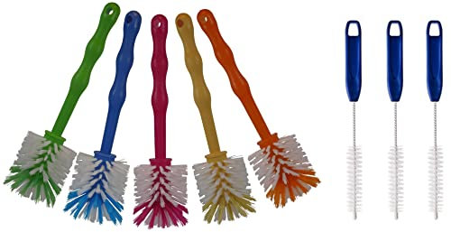 HG Verlag© - (8er Reinigungsset) Spülbürsten Bürste Ideal für den Thermomix TM6 TM5 TM31 Cookit sowie Mixertöpfe usw. (5X Spülbürsten / 3X Messerbürsten blau)