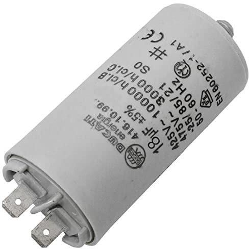 Lumonic Anlaufkondensator 416.10.24 A [inkl. Stecker 6,3x0,8mm] | Motorkondensator 18µF 425V 40x70mm I Kondensator im isolierten Kunststoffgehäuse
