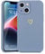 Wirvyuer Compatible with iPhone 14 Plus Phone Case Cute Gold Heart Pattern Protective Shockproof Soft Liquid Silicone Case for Women Girls Slim TPU Bumper Blue Cover