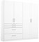 Rauch Möbel Harburg Schrank Kleiderschrank Drehtürenschrank Weiß 4-türig mit 4 Schubladen inklusive Zubehörpaket Basic 3 Einlegeböden, 1 Kleiderstange BxHxT 181x197x54 cm