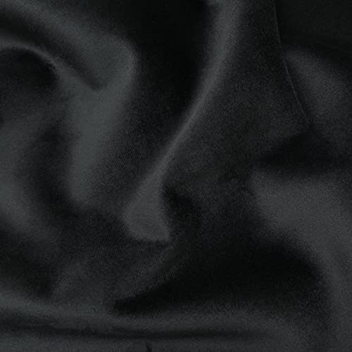 Regents Lux Soft Touch Plain Velvet Fire Retardant Plush Low Velour Cushion Sofa Upholstery Fabric Sold by the Metre - Black - 1 Metre