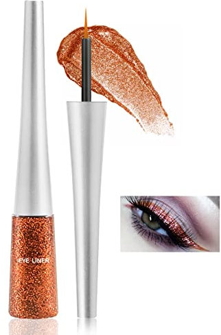 Boobeen Bunter Glitzer Eyeliner Flüssiger Schimmer Eyeliner Wasserfester Metallischer Eyeliner Wischfest Geeignet für Frauen, 1 St. (08#)