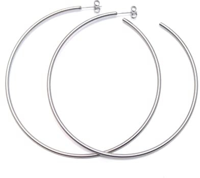 Sehr große Titan Creolen Ohrringe. - Allergiefrei - Handgeferticht - 5 Farben (Grau)