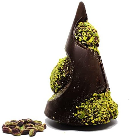 DOSICILY - Albero di Natale al cioccolato Fondente granellato Pistacchio 500g - Prodotto artigianale di pistacchio - Cioccolato fondente pistacchio