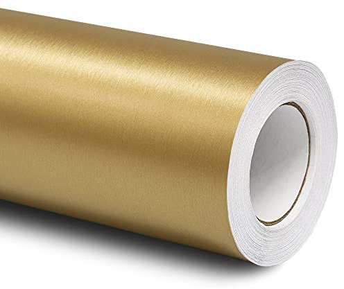 Folindo® 3D Alu gebürstet Gold Autofolie (20€/m²) | 50 x 152 cm | Selbstklebende Luftkanal Folie zur Auto Folierung | Blasenfrei