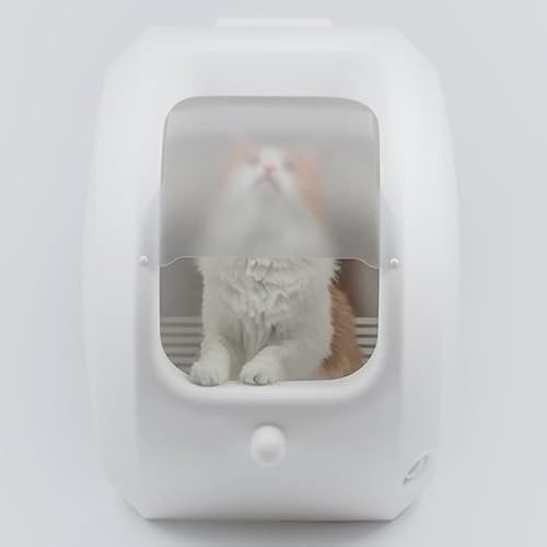Cats Litter Box Semi Closed Semi Auto Big Space Splash Proof Cats Potty Sandbox Kitten Toilet Training Pet Supplies (Size : with Door Curtain) cat litter basin