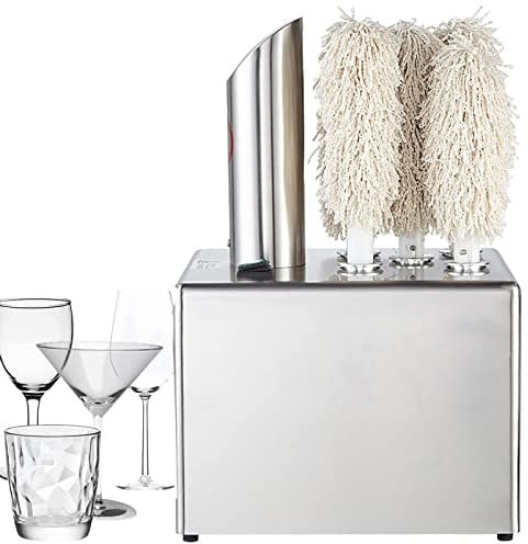 AXNI Electric Wine Glass Polisher, 304 Stainless Steel Glassware Polisher, With 5 Polishing Cloths (Removable), 330 Cups/Hour, For Hotels, Catering, Bars, Restaurants, Event Venues