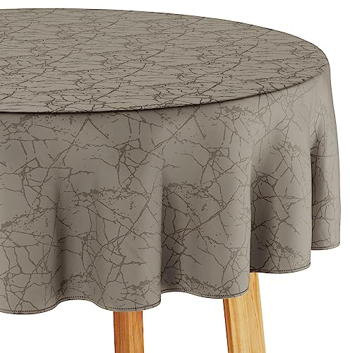 Filumi Tischdecke 140x200 cm oval Beige Abwaschbar Für Indoor Outdoor Marmormuster Manil