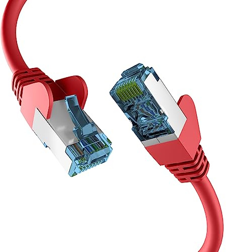 EFB-Elektronik - CAT. 7 Netzwerkkabel bis zu 10 Gbit - 1,5m LAN Kabel Ethernet Kabel Patchkabel mit Klinken-/Knickschutz - RJ45 Anschluss, S/FTP PIMF Schirmung - Rot