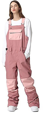 ALSOGO Damen Skihose Winter wasserdichte Winddicht Einstellbare Verschleißfeste Lätzchen Wandern Klettern Isolierte Ski Hosen Rose M