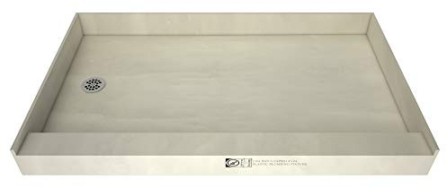 Tile Redi USA P4872LPVC Redi Base Shower Pan, 72 W x 48 D, Left Round Polished Chrome Drain Plate