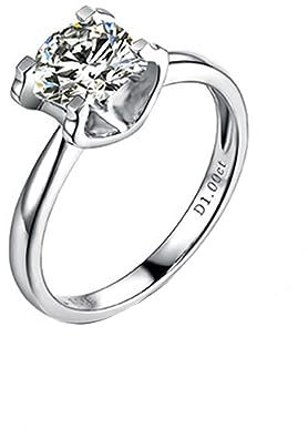AMDXD Weißgold 18 Karat 750 Antragsring, Hochzeitsring Partnerringe 4 Klaue Moissanite Ring Weiß, Gr.62 (19.7), Echtgold Schmuck