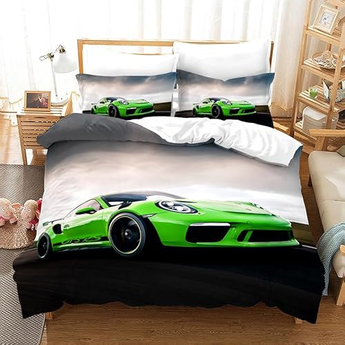 CTQTZ Cooler Sportwagen Bettwäsche-Set für Kinder 135x200 Cars Auto Kinder bettwäsche Bettbezug und Kissenbezug 80x80cm rennauto Bettbezug mit 1 Kissenbezug