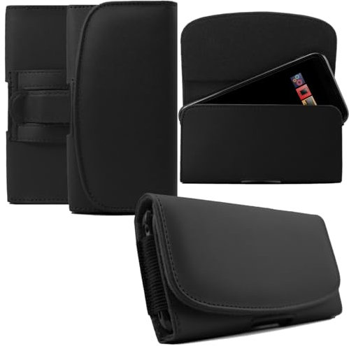 iWiO PU Leather Belt Phone Holster Holder Belt Clip Case Pouch compatiable with Huawei P60 Pro 2023 - BLACK
