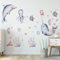 Muralo Sticker Set für Mädchen und Jungen - Aquarell Aufkleber Wandsticker Tattoo für Kinderzimmer - Wandaufkleber Unterwasserwelt Motiv - Br.120cm x Hö.60cm