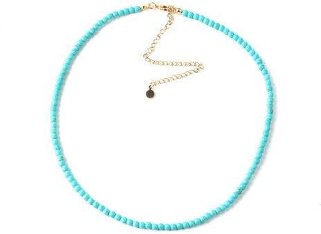 SIMPLÍ BASIC Natural Healing Gemstone 4mm Bead Necklace | Womens & Mens Beaded Fashion Jewellery | Inc Gift Box (Turquoise)|Valentines, Anniversary,Gifts for Her,Mother's Day