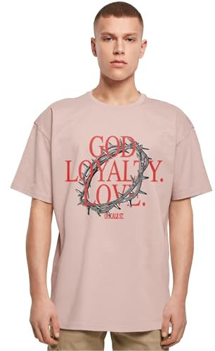 Mister Tee Upscale T-Shirt Unisexe God Loyalty Love Oversize Tee 100% Coton, Rose de Duskrose, XS Mixte