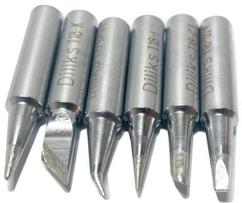 T18 Series Soldering Iron Tips 6pcs Set (K+I+B+BR02+D24+C3), For HAKKO FX-888D FX-888 FX-8801 FX-600