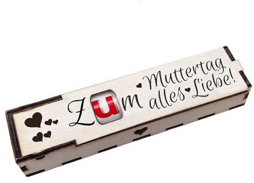 Girahlutions Duplo Holzbox mit Schokoriegel Geschenkbox mit Spruch Gravur Schokolade Mitbringsel Geschenkidee Zum Muttertag alles Liebe