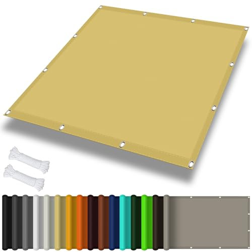 Vela Ombreggiante Tenda a Vela 2 x 6.5 m Impermeabile, Rettangolare Panno Ombreggiante con Occhielli e Fune per Giardino Esterno terrazza, Color Crema