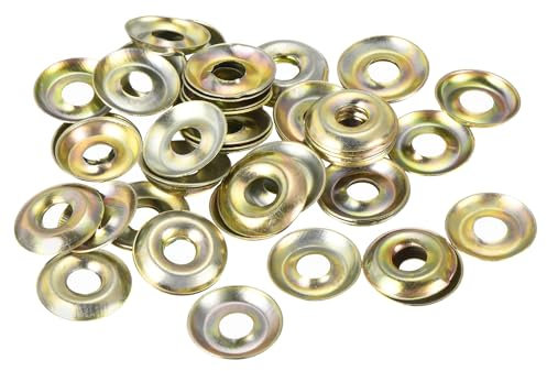 sourcing map 60Pcs Cup Washer Countersunk, Iron Yellow Countersunk Finish Washers for M5 Screws (M5 ID x 14mm OD x 2mm Thick)