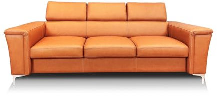 Quattro Meble Echtleder 3 Sitzer Sofa Roma Breite 217cm mit einstellbaren Kopfstützen Ledersofa Exklusiver Stil