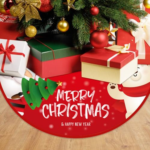 90CM Weihnachtsbaum Decke Weihnachtsbaumrock Weihnachtsbaumdecke Weihnachtsbaum Rock Baumdecke Rund Tannenbaum Tannenbaumdecke Decorations Dekorationen Rot Christbaumdecke Christmas Tree Skirt