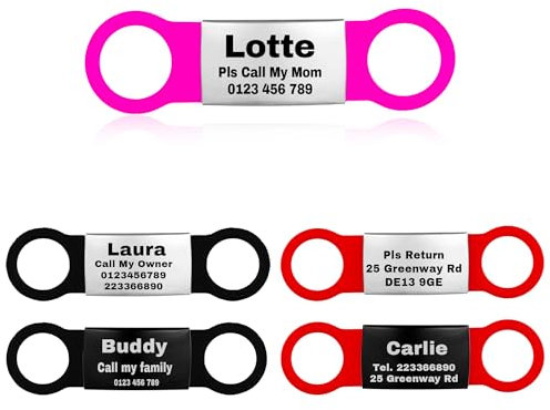 2Pcs Personalized and Custom Dog Tags for Pets - No Noise - Slide On ID Tags, Pet ID Tags, Dog Tags and Cat Tags, Collar Tags for Small, Medium, Large Dogs and Cats - Size M